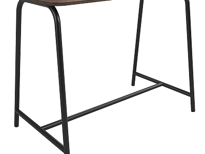 Minimalist Functional Desk With Black Metal Legs And Brown Wooden Tabletop Design 3d model