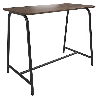 Minimalist Functional Desk With Black Metal Legs And Brown Wooden Tabletop Design 3d model