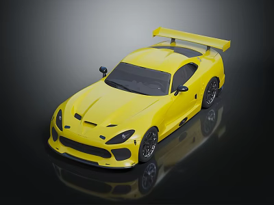 Yellow Sports Car Featuring Sleek Exterior Design And Rear Spoiler 3d model