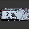 Red SUV Car Exterior Covered With Snow On Roof And Body