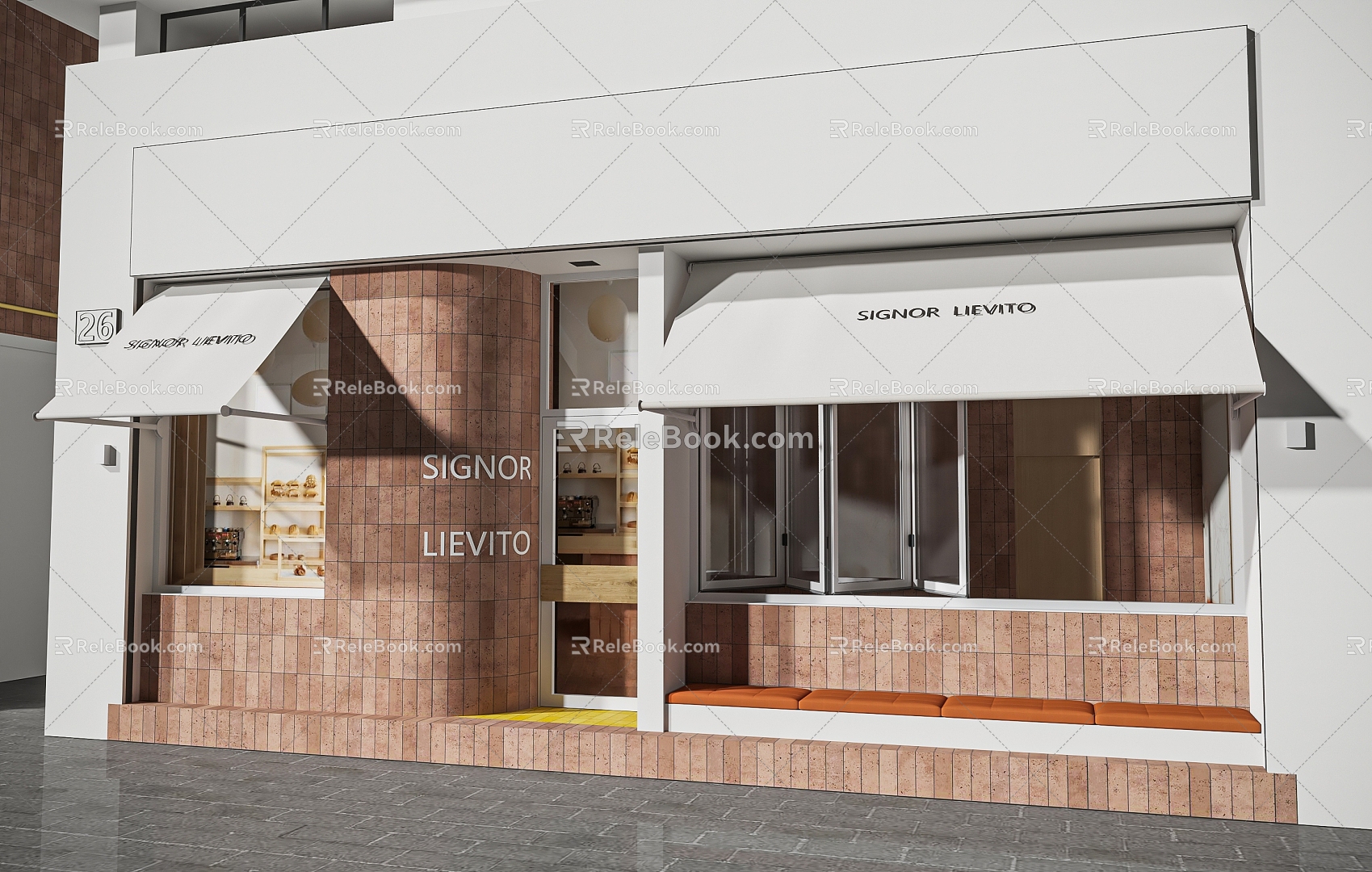 Bread shop door coffee shop door milk tea shop door folding window awning 3d model