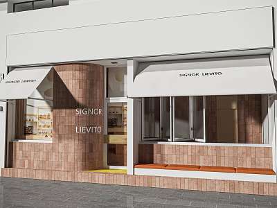 Modern Bubble Tea Shop Exterior With Cozy Seating Area And Large Glass Windows 3d model