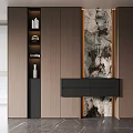 Modern Entryway Cabinet and Side Cabinet with Marble Panel and Storage Shelves