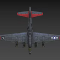 Vintage Gray Fighter Aircraft with Four Engines Red Tail and Star Emblem Detailed Model