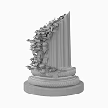 European Roman column plaster column modeling plant 3d model