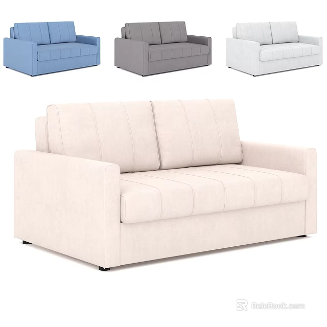 Modern Sectional Sofa in Beige Blue Grey with Comfortable Fabric Upholstered Design 3d model
