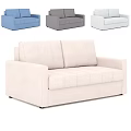 Modern Sectional Sofa in Beige Blue Grey with Comfortable Fabric Upholstered Design 3d model