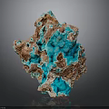 Natural Turquoise And Brown Mineral Specimen With Crystalline Structure And Rough Surface