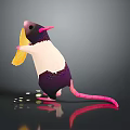 Cartoon Rat Holding Yellow Noodles Standing On Dark Surface With Rice Grains