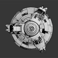 Futuristic Sci-Fi Mechanical Device with Cannon Like Parts Hatches Grilles and Support Struts