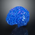 Realistic Sparkling Blue Human Brain Model With Textured Surface On Dark Background 3d model