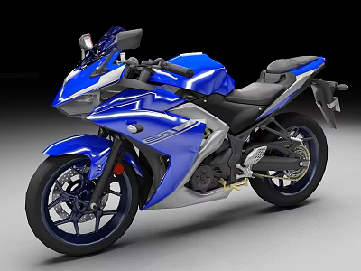 Blue Sporty Motorcycle With Modern Body Design Black Seat And Alloy Wheels 3d model