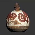Handcrafted Ceramic Sculpture Jar With Red Monkey Design And Double Handles
