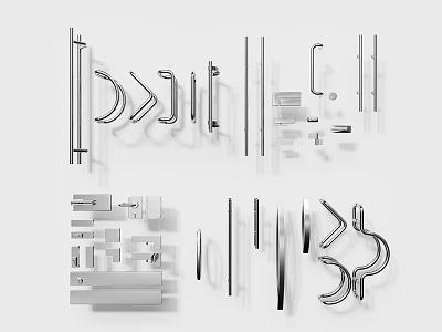 Modern Door Handles With Multiple Designs Different Shapes And Metal Materials In Home Decor 3d model