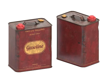 Vintage Industrial Equipment Metal Gasoline Storage Cans Two US Gallons Label 3d model Vintage Industrial Equipment Metal Gasoline Storage Cans Two US Gallons Label 3d model