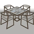 Modern Minimalist Dining Table Set With Marble Top And Upholstered Chairs 3d model