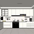 Modern Kitchen Interior Design With White Cabinets Black Appliances And Countertop Plants