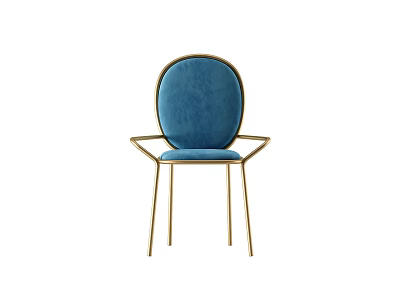 Modern Blue Leisure Chair With Soft Cushioned Back And Gold Metal Frame 3d model