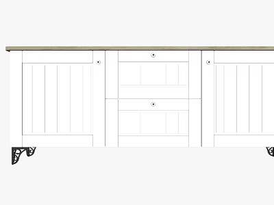 Modern Entryway Side Cabinet With Panel Doors Drawers And Metal Legs 3d model