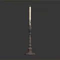Elegant Classic Candelabra With Three White Candles And Metal Shiny Base