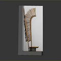 Decorative Feather Like Home Living Accessories In Wooden Display Case With Small Basket