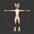 Anthropomorphic Fox Character Design With Brown White Fur Green Eyes Standing Pose