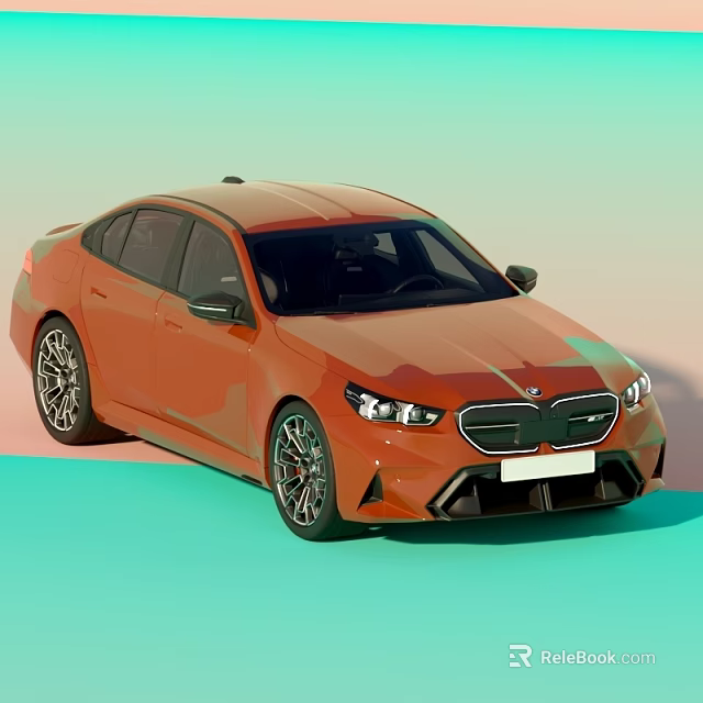 Stylish Orange Sports Sedan With Black Alloy Wheels And Sleek Front Grille 3d model 