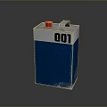 Blue Storage Container With Red Lid And Number 001 Design 3d model
