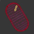 Oval Woven Basket With Brown And White Stripes Gray Interior And Wooden Piece
