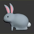 Cute Light Blue Rabbit Plush Toy with Pink Inner Ears Black Eyes and Pink Nose