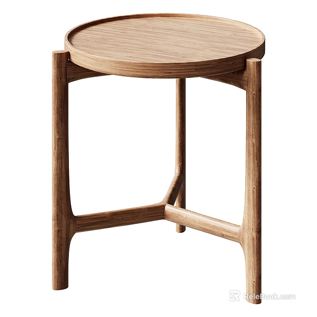 Modern Coffee Table With Solid Wood Construction Circular Top And Geometric Leg Design 3d model 