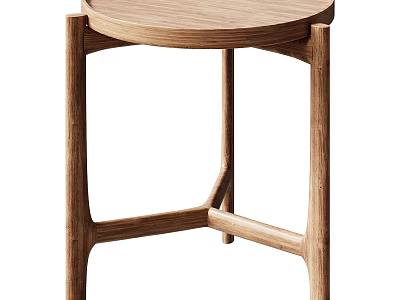 Modern Coffee Table With Solid Wood Construction Circular Top And Geometric Leg Design 3d model