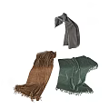 Fashionable Soft Fringed Scarves With Checkered Brown And Green Patterns