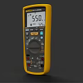 Industrial Digital Multimeter With Yellow Casing Screen Showing 55.0 Reading And Black Red Test Probes