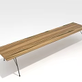 Modern Long Wooden Public Bench With Sleek Metal Legs For Outdoor Seating Areas