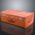 Vintage Leather Suitcase with Brown Leather Body Metal Clasps and Handles