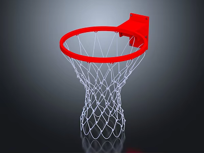 Durable Basketball Hoop With Red Rim White Net And Backboard 3d model