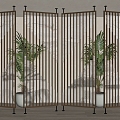 New Chinese Style Screen Partition Metal Screen Partition 3d model