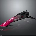 Streamlined Pink and Black Race Car with DDD Logo Aerodynamic Features and Reflective Surface