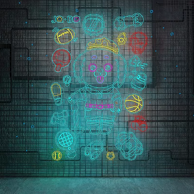 Modern decorative lights neon national tide lights 3d model