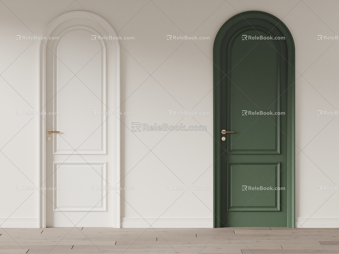 BARRY French Arch Single Door Bedroom Door 3d model