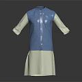 Blue Vest With White Long Sleeve Robe And Decorative Buttons In Traditional Style