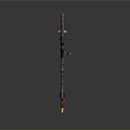 Enchanted Flaming Axe Featuring Purple Blade Brown Handle And Fire Effects