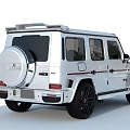 White Off Road SUV With Black Roof Black Wheels Red Accents And Bold Front Grille