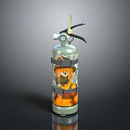 Fire Extinguisher With Orange Cartoon Character Design Green Cylinder And Black Handle