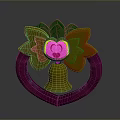 Colorful Decorative Hardware Tool Featuring Yellow Petals Green Top And Pink Heart Bell