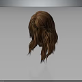 Realistic 3D Human Head Model With Long Brown Wavy Hair Texture And Details