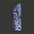 Blue Leaf Patterned Robe with Long Sleeves and Belt for Casual Comfort
