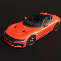 Red Sports Car With Sleek Aerodynamic Design And Black Alloy Wheels