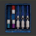 Blue Medical Ampoule Case With Colorful Vials And Instruction Sheet Inside